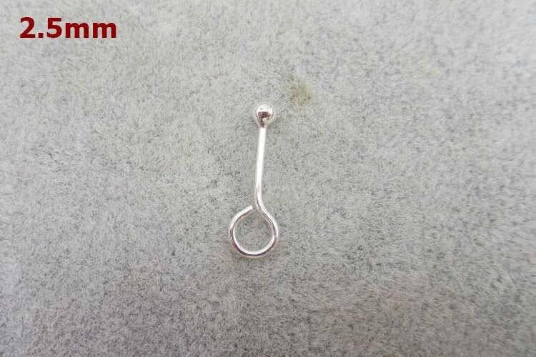 Sterling Silver Earring Sticks with Ball and Ring 2.5 3 4 5mm Earring Findings for Handmade Pure Fine Jewelry Making Wholesale Bulk