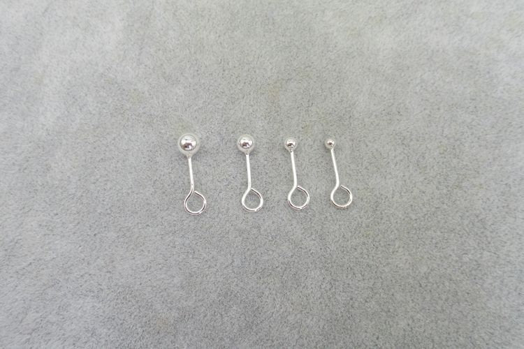 Sterling Silver Earring Sticks with Ball and Ring 2.5 3 4 5mm Earring Findings for Handmade Pure Fine Jewelry Making Wholesale Bulk