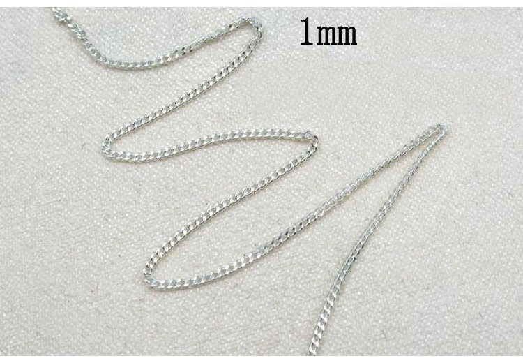 Sterling Silver Curb Chain 1.0; 1.4; 1.8; 2.3; 2.8; 3.5; 4mm by 10 cm Chain Findings for Handmade Pure Fine Jewelry Making Wholesale Bulk