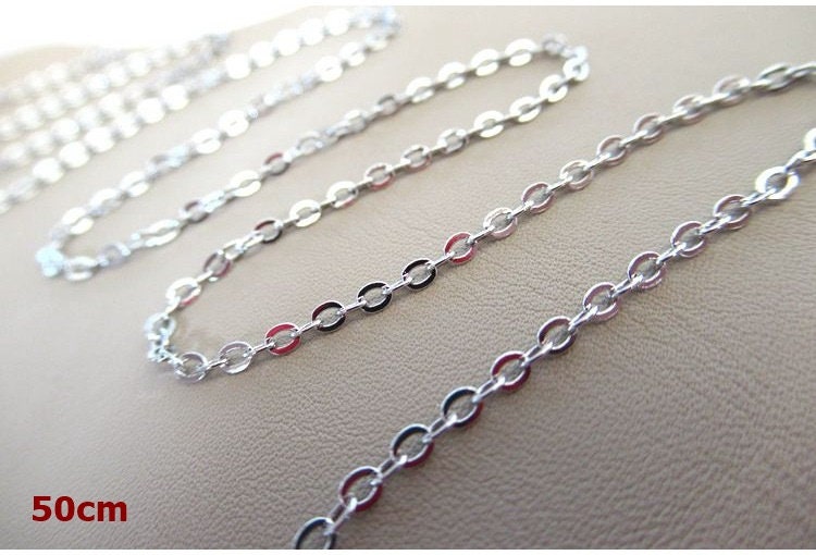 Sterling Silver Cable Cross Chain Neclace with Square Buckle 50cm Chain Findings for Handmade Pure Fine Jewelry Making Wholesale Bulk