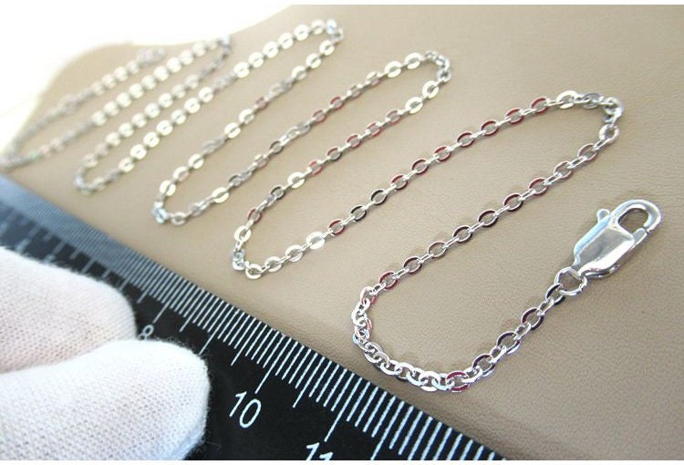 Sterling Silver Cable Cross Chain Neclace with Square Buckle 50cm Chain Findings for Handmade Pure Fine Jewelry Making Wholesale Bulk