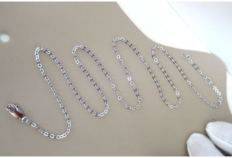 Sterling Silver Cable Cross Chain Neclace with Square Buckle 50cm Chain Findings for Handmade Pure Fine Jewelry Making Wholesale Bulk