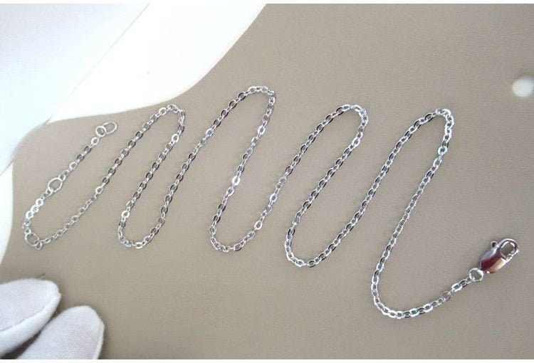 Sterling Silver Cable Cross Chain Neclace with Square Buckle 50cm Chain Findings for Handmade Pure Fine Jewelry Making Wholesale Bulk