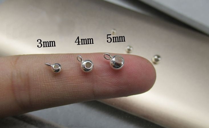 Sterling Silver Bails Spacer Beads with Loop 3; 4; 5mm Beads Findings for Handmade Pure Fine Jewelry Making Wholesale Bulk