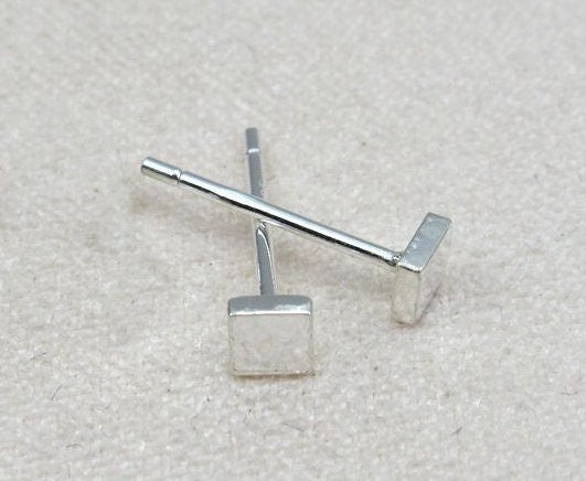 Sterling Silver Earrings Sticks Posts Square Head Studs Findings 3x3mm Earring Findings for Handmade Pure Fine Jewelry Making Wholesale Bulk