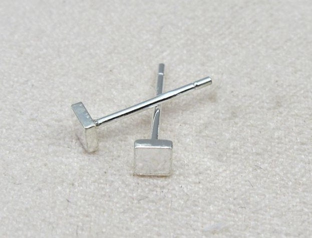 Sterling Silver Earrings Sticks Posts Square Head Studs Findings 3x3mm Earring Findings for Handmade Pure Fine Jewelry Making Wholesale Bulk