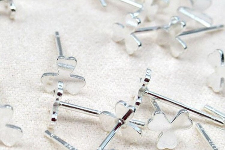 Sterling Silver Earrings Sticks Posts Clover Studs for Soldering 5mm Earring Findings for Handmade Pure Fine Jewelry Making Wholesale Bulk