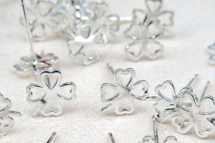 Sterling Silver Earrings Sticks Posts Flower Studs for Soldering 7mm Earring Findings for Handmade Pure Fine Jewelry Making Wholesale Bulk