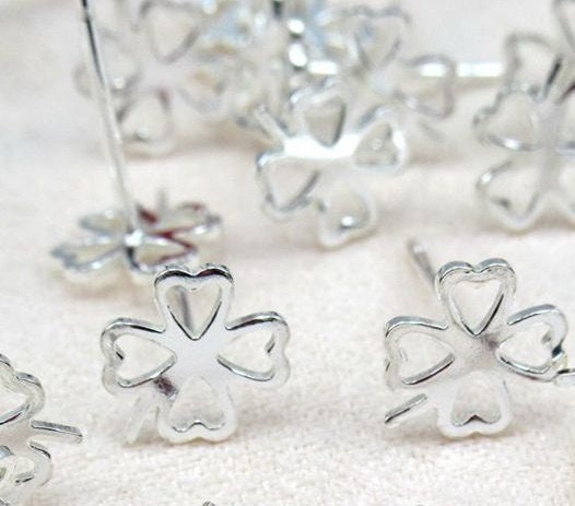 Sterling Silver Earrings Sticks Posts Flower Studs for Soldering 7mm Earring Findings for Handmade Pure Fine Jewelry Making Wholesale Bulk