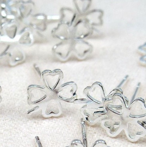 Sterling Silver Earrings Sticks Posts Flower Studs for Soldering 7mm Earring Findings for Handmade Pure Fine Jewelry Making Wholesale Bulk