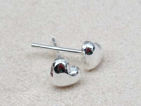 Sterling Silver Earrings Sticks Posts Heart Stud for Soldering 4.5x5mm Earring Findings for Handmade Pure Fine Jewelry Making Wholesale Bulk