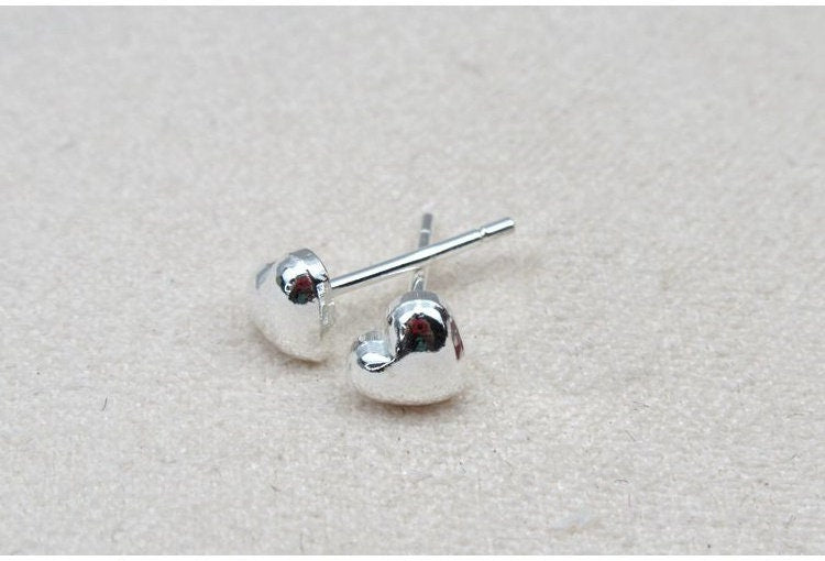 Sterling Silver Earrings Sticks Posts Heart Stud for Soldering 4.5x5mm Earring Findings for Handmade Pure Fine Jewelry Making Wholesale Bulk