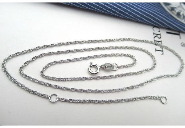 Sterling Silver Rope Chain Neclace with Spring Clasp 45cm Chain Findings for Handmade Pure Fine Jewelry Making Wholesale Bulk