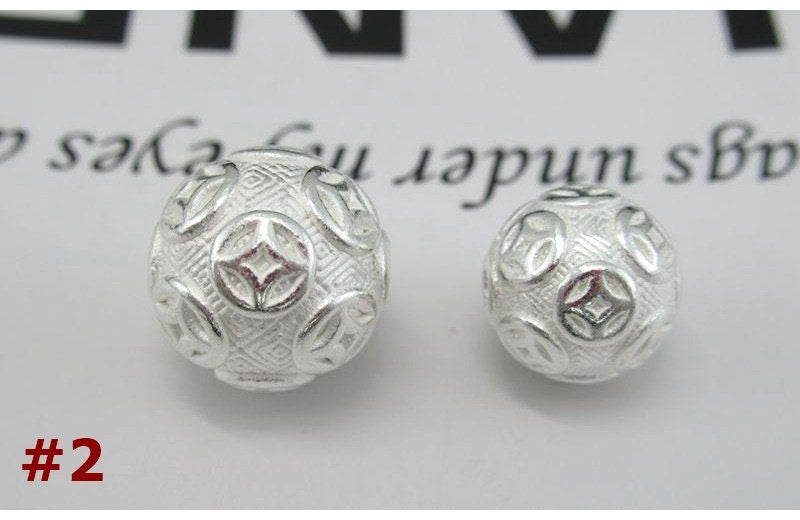 Sterling Silver Round Spacer Beads  10 12 mm Beads Findings for Handmade Pure Fine Jewelry Making Wholesale Bulk