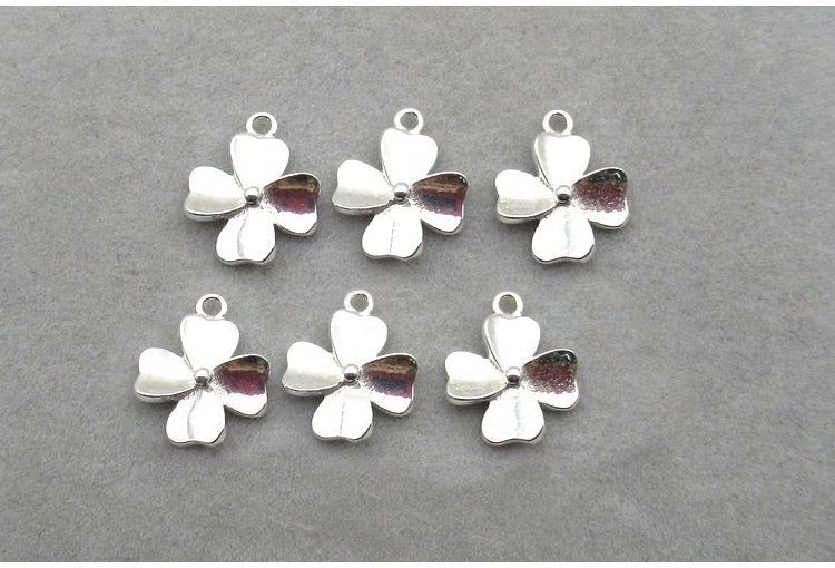 Sterling Silver Clover Charm Pendant 9.6mm Charms Findings for Handmade Pure Fine Jewelry Making Wholesale Bulk