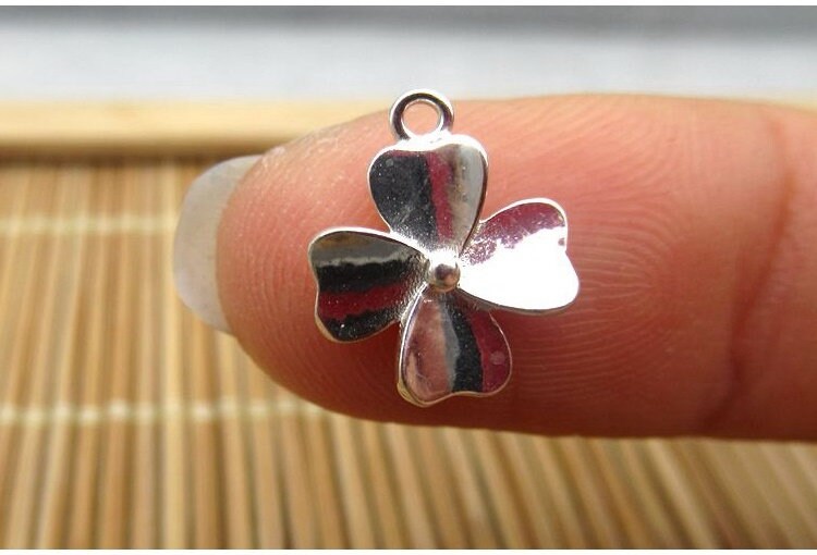 Sterling Silver Clover Charm Pendant 9.6mm Charms Findings for Handmade Pure Fine Jewelry Making Wholesale Bulk