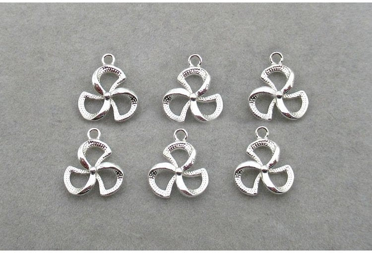 Sterling Silver 3 Three Leaf Shamrock Clover Charm Pendant 9mm Charms Findings for Handmade Pure Fine Jewelry Making Wholesale Bulk