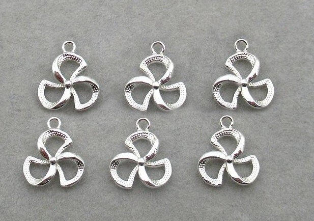 Sterling Silver 3 Three Leaf Shamrock Clover Charm Pendant 9mm Charms Findings for Handmade Pure Fine Jewelry Making Wholesale Bulk