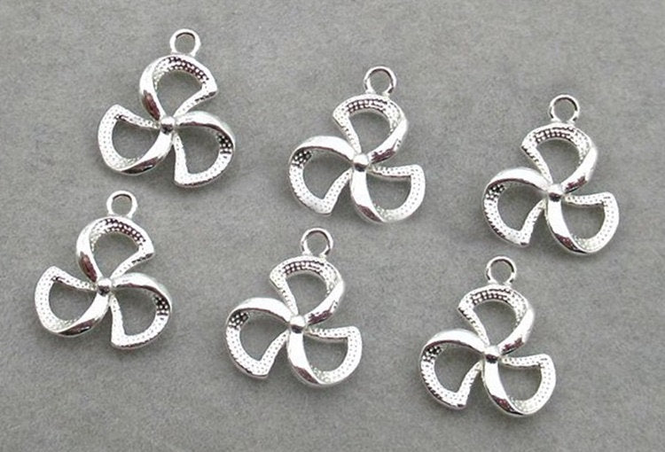 Sterling Silver 3 Three Leaf Shamrock Clover Charm Pendant 9mm Charms Findings for Handmade Pure Fine Jewelry Making Wholesale Bulk