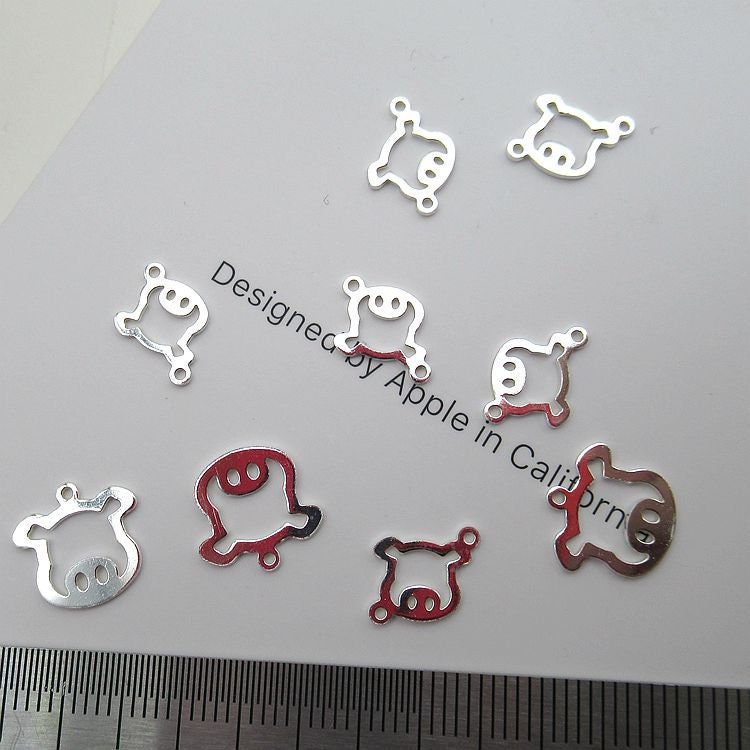 Sterling Silver Piglet Charm Pendant 9 12 mm Charms Findings for Handmade Pure Fine Jewelry Making Wholesale Bulk