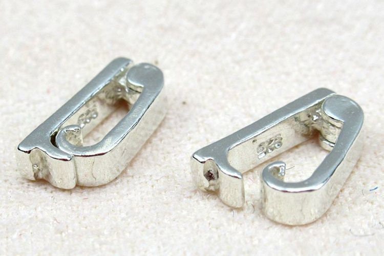 Small Stapler Clasp 4.2x9.3mm Flat Plain Pinch Bail 925 Sterling Silver Pendant Findings for Handmade Jewelry Making Wholesale Bulk