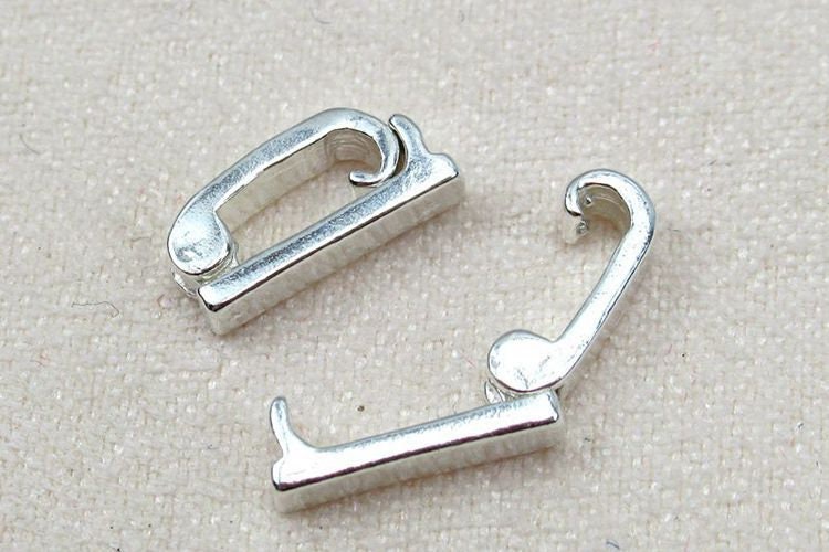 Small Stapler Clasp 4.2x9.3mm Flat Plain Pinch Bail 925 Sterling Silver Pendant Findings for Handmade Jewelry Making Wholesale Bulk