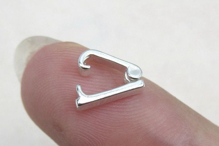 Small Stapler Clasp 4.2x9.3mm Flat Plain Pinch Bail 925 Sterling Silver Pendant Findings for Handmade Jewelry Making Wholesale Bulk