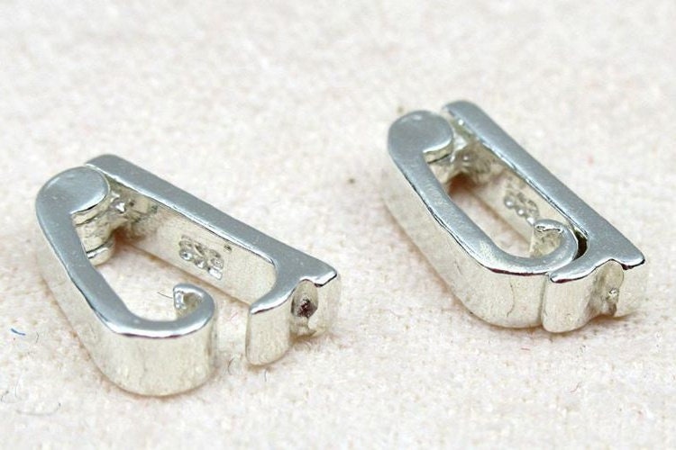 Small Stapler Clasp 4.2x9.3mm Flat Plain Pinch Bail 925 Sterling Silver Pendant Findings for Handmade Jewelry Making Wholesale Bulk