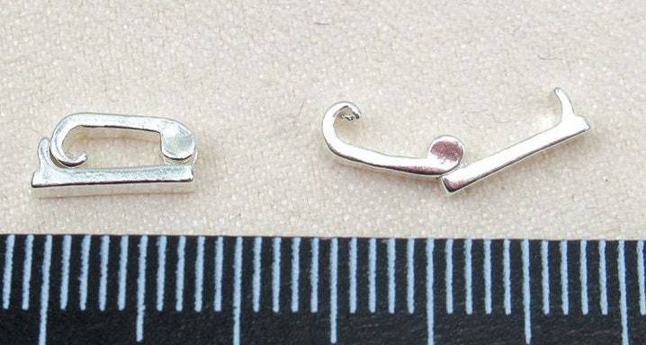 Small Stapler Clasp 4.2x9.3mm Flat Plain Pinch Bail 925 Sterling Silver Pendant Findings for Handmade Jewelry Making Wholesale Bulk