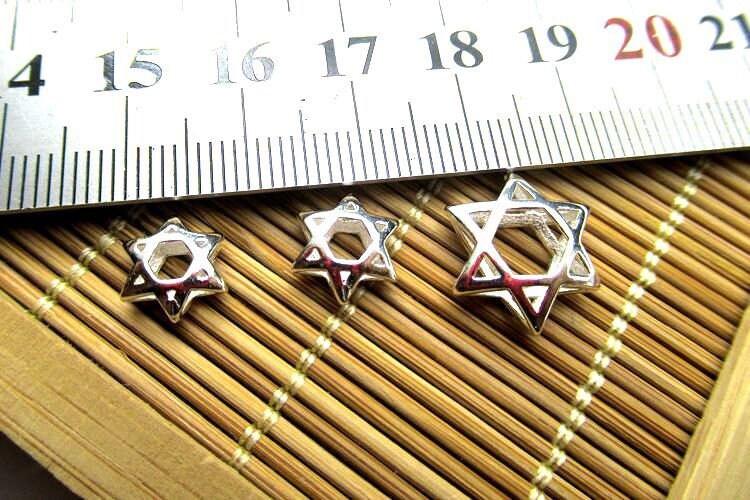 Sterling Silver Star Spacer Beads 8 10 12 mm Charms Findings for Handmade Pure Fine Jewelry Making Wholesale Bulk