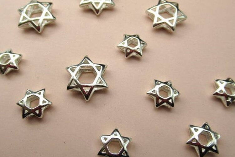 Sterling Silver Star Spacer Beads 8 10 12 mm Charms Findings for Handmade Pure Fine Jewelry Making Wholesale Bulk