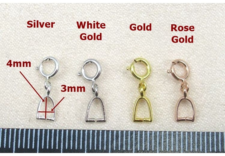 Sterling Silver Pinch Bail with Spring Clasp 3x4mm Pendant Findings for Handmade Pure Fine Jewelry Making Wholesale Bulk