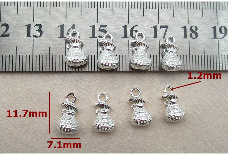 Sterling Silver luck Bag Charm Pendant 7.1x11.7mm Charms Findings for Handmade Pure Fine Jewelry Making Wholesale Bulk