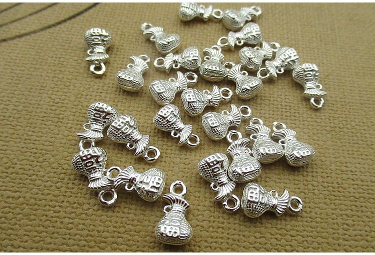 Sterling Silver luck Bag Charm Pendant 7.1x11.7mm Charms Findings for Handmade Pure Fine Jewelry Making Wholesale Bulk