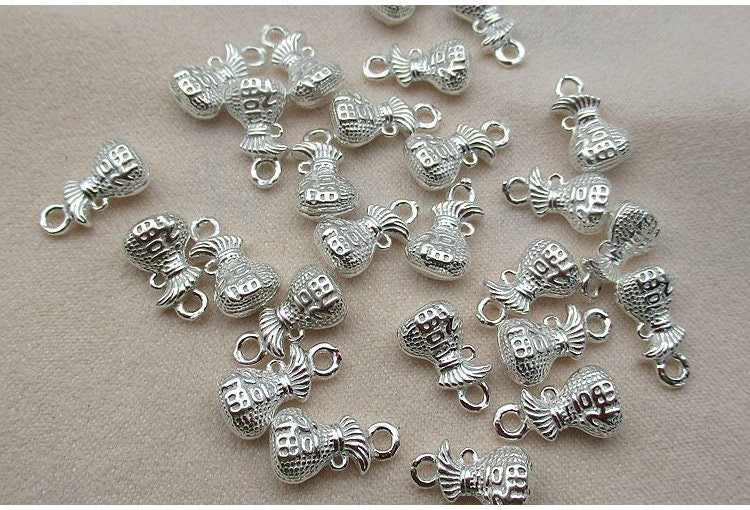 Sterling Silver luck Bag Charm Pendant 7.1x11.7mm Charms Findings for Handmade Pure Fine Jewelry Making Wholesale Bulk