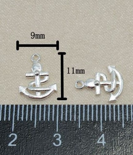 Sterling Silver Anchor Charm Pendant 9x11mm Charms Findings for Handmade Pure Fine Jewelry Making Wholesale Bulk