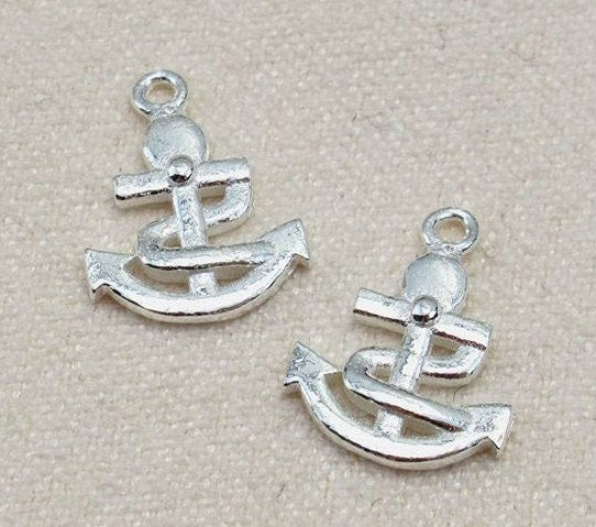 Sterling Silver Anchor Charm Pendant 9x11mm Charms Findings for Handmade Pure Fine Jewelry Making Wholesale Bulk