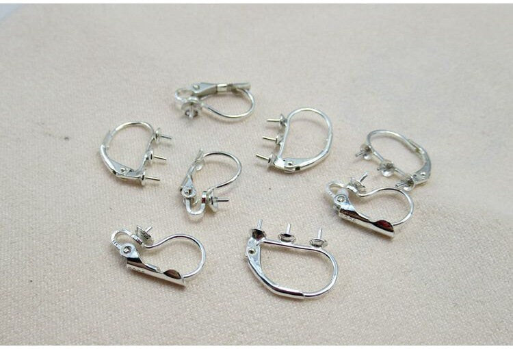 Sterling Silver Lever Back Earring Hook Pearl Holder Settings 3 4 mm Earring Findings for Handmade Pure Fine Jewelry Making Wholesale Bulk