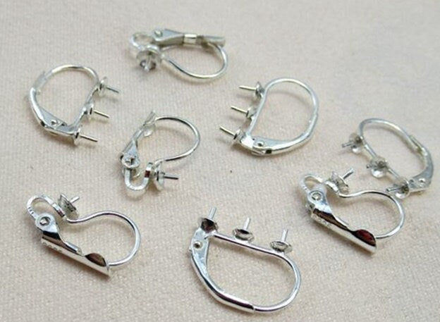 Sterling Silver Lever Back Earring Hook Pearl Holder Settings 3 4 mm Earring Findings for Handmade Pure Fine Jewelry Making Wholesale Bulk