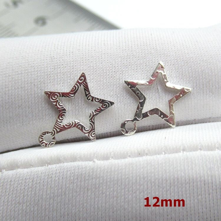 Sterling Silver Five-pointed Cutout Star Charm Pendant 12 15 mm Charms Findings for Handmade Pure Fine Jewelry Making Wholesale Bulk