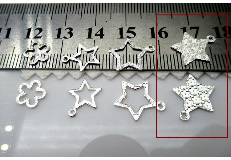 Sterling Silver 5-pointed Star Charm Pendant 16 mm Charms Findings for Handmade Pure Fine Jewelry Making Wholesale Bulk