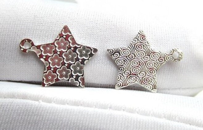 Sterling Silver 5-pointed Star Charm Pendant 16 mm Charms Findings for Handmade Pure Fine Jewelry Making Wholesale Bulk