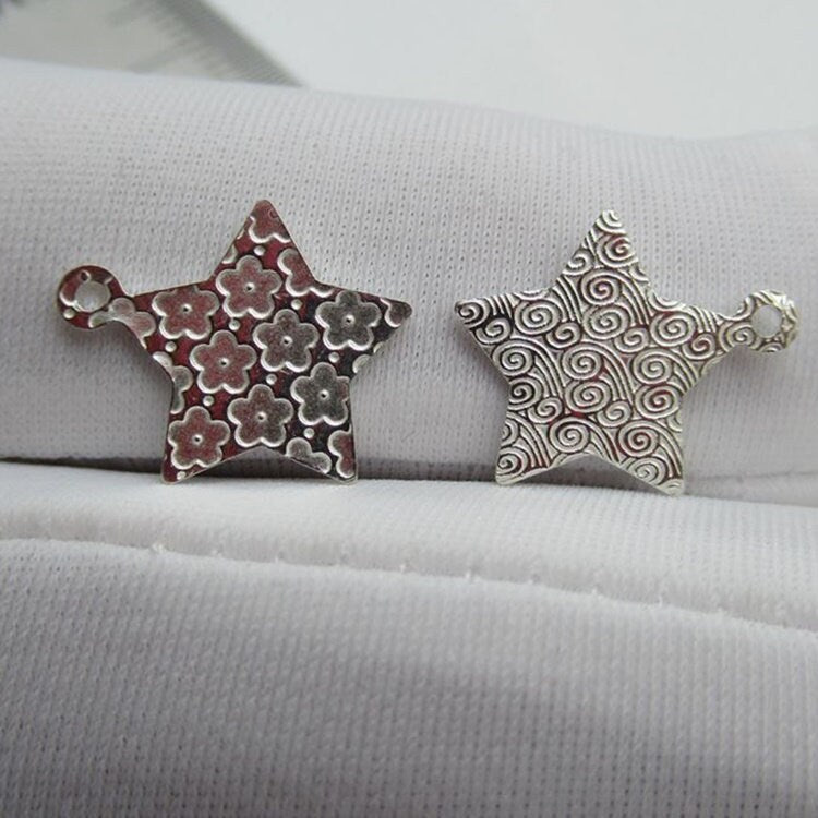 Sterling Silver 5-pointed Star Charm Pendant 16 mm Charms Findings for Handmade Pure Fine Jewelry Making Wholesale Bulk