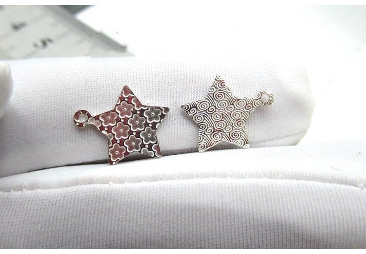 Sterling Silver 5-pointed Star Charm Pendant 16 mm Charms Findings for Handmade Pure Fine Jewelry Making Wholesale Bulk