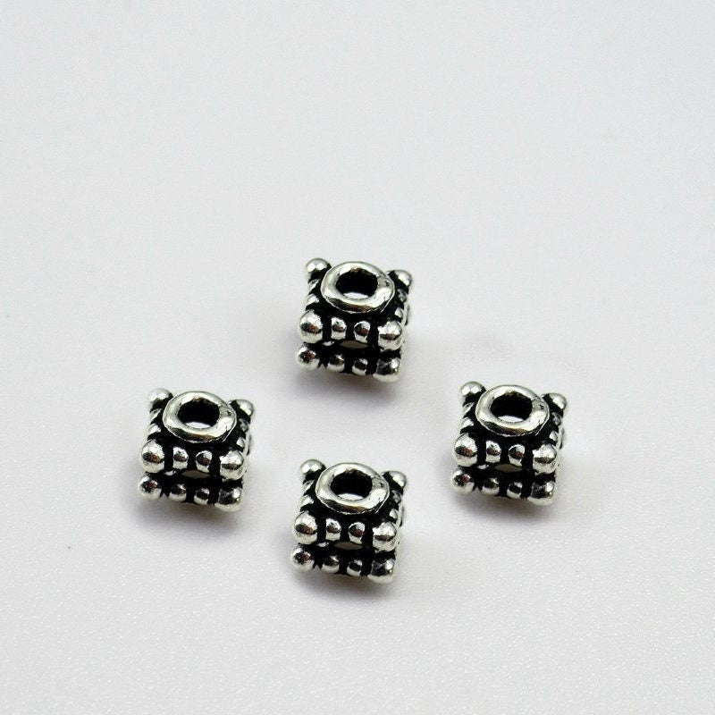 Sterling Silver Cube Spacer Beads 5.8mm Bracelet Findings for Handmade Pure Fine Jewelry Making Wholesale Bulk