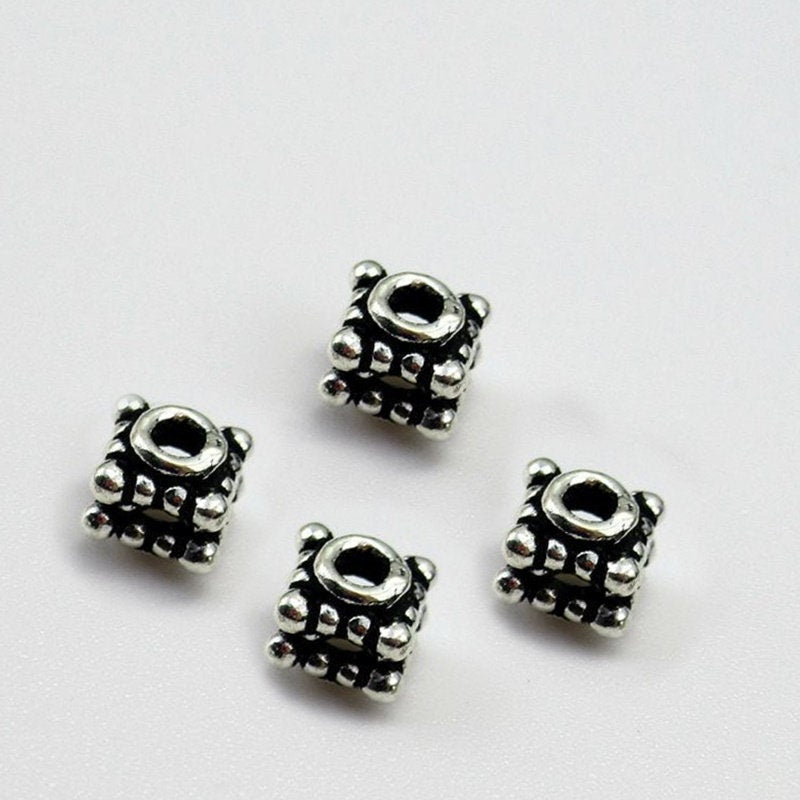 Sterling Silver Cube Spacer Beads 5.8mm Bracelet Findings for Handmade Pure Fine Jewelry Making Wholesale Bulk