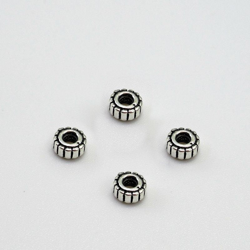 Sterling Silver Rondelle Donut Spacer Beads 4.7mm Bracelet Findings for Handmade Pure Fine Jewelry Making Wholesale Bulk