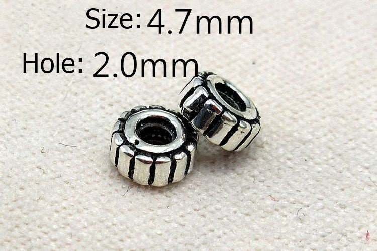 Sterling Silver Rondelle Donut Spacer Beads 4.7mm Bracelet Findings for Handmade Pure Fine Jewelry Making Wholesale Bulk