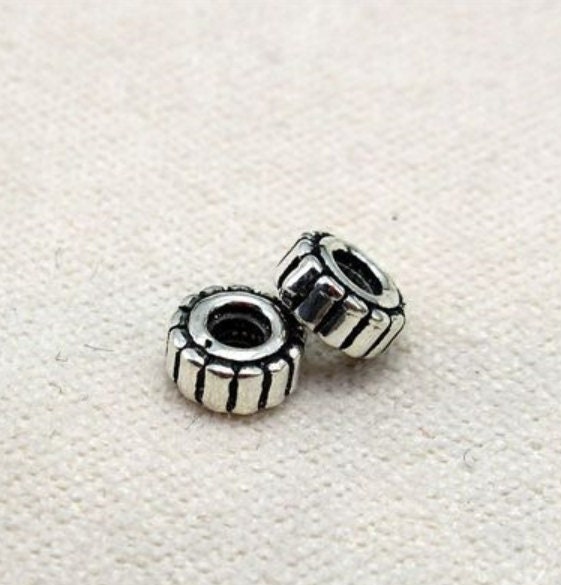 Sterling Silver Rondelle Donut Spacer Beads 4.7mm Bracelet Findings for Handmade Pure Fine Jewelry Making Wholesale Bulk