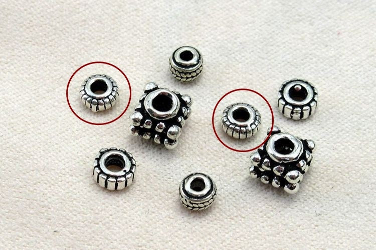 Sterling Silver Rondelle Donut Spacer Beads 4.4mm Bracelet Findings for Handmade Pure Fine Jewelry Making Wholesale Bulk